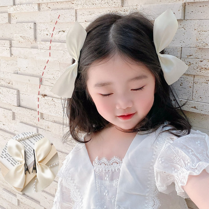 2pcs/Set Blackbow Hair Clips for Girls Kawii Barrettes Cute Hair Accessoires Kids Colored Ribbon Hairpins Hot Hairbows for Girls