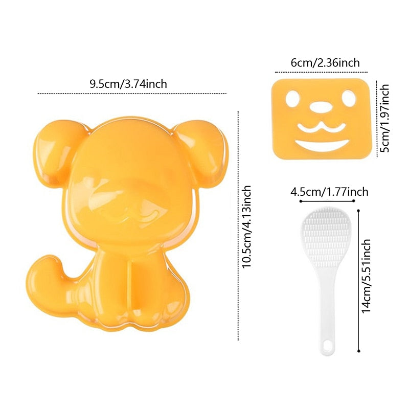 3pc/Set Cartoon Animals Sushi Mold DIY Sandwich Rice Ball Mold Kitchen Gadgets Baby Kids Breakfast Mold Sushi Bento Accessoires